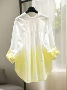 Damska jednorzędowa koszula casualowa z długim rękawem ombre - Biały - Zobacz 2