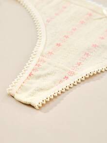 5pcs Women's Panties Set, Minimalist Cute Cotton Panties, Floral Hollow-Out Thong - Multicolor - View 8