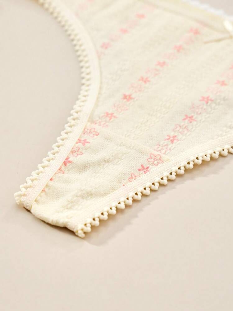 5pcs Women's Panties Set, Minimalist Cute Cotton Panties, Floral Hollow-Out Thong - Multicolor - View 8