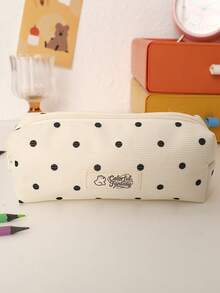 New Minimalist Korean Style Polka Dot Pencil Case, Ins High-Quality Large Capacity Stationery Bag, Niche Student Stationery Storage Pouch - Multicolor - View 14