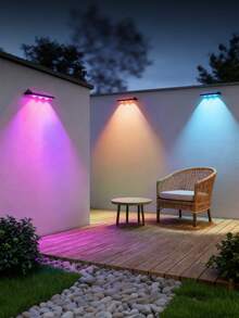 1pc Solar Powered 7-Color Changing Wall Light, Outdoor Waterproof LED Mood Light, Garden Patio Decor Spotlight, Suitable For Yard Landscaping, Balcony Decor, Party Ambiance, Night Lighting And Multi-Color Scene Switching