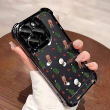 Funda navideña para móvil con diseño de renos y muñecos de nieve, compatible con teléfonos ,  17,  16 Pro Max,  15 Pro Max,  13 y  12. Fabricada en TPU, ofrece protección contra golpes y caídas. Ideal para regalar a familiares y amigos, parejas y para celebrar la Navidad. - Negro - Ver 3