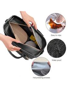 1pc Large-Capacity Insulated Lunch Bag Outdoor Picnic Bag, Multi-Function Refrigerated Bag With Detachable Shoulder Strap And Side Pockets, Reusable, For Carrying Meals, Suitable For Picnics, Office Workers, Camping, School, Leakproof Freezable Cooler Bag School Organizer Bags Teacher Storage Bags Classroom Organizer Bags Woman Lunch Box Bag For Women Ladies School Supplies Stuff Accessories Bag For School School Accessories School Stuff - Black - View 5