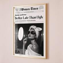 1pc Framed Canvas Wall Art, "Better Late Than Ugly" Poster, Dorm Wall Decor, Home Decor, Girly Style Poster, Modern Home Decor, Room Decor, Dorm Decor, Bedroom Decor, Bathroom Decor, Living Room Decor, Kitchen Decor, Holiday Gift, Party Decor - Multicolor - View 3