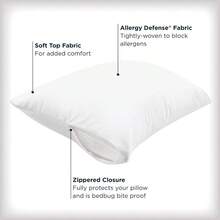 Set Of 2 King AllerEase Pillow Protectors - Moisture Wicking, Advanced Allergy - Premium Polyester, Zippered Protectors - King + 2.0 - View 3