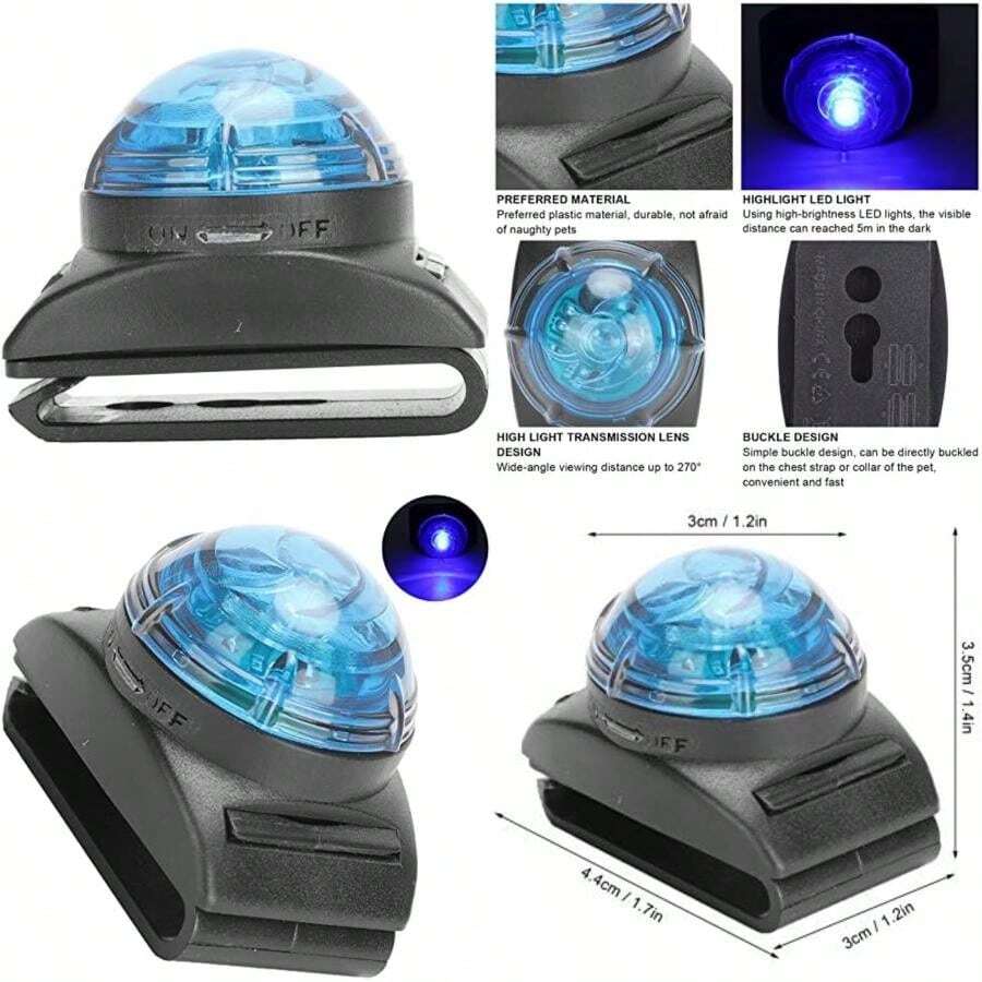 Luz para Mascotas, Luz Colgante Antipérdida, Impermeable, Luminosa, Noche Brillante, Colgante para Mascotas, Lámpara de  para Perros, Collares con Clip para Perros(azul)(default) - Multicolor - Ver 1