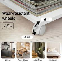 SoBuy FBT48-W Side Table With Slot For IPad, Magazine Rack, Coffee Table With Wheels, White, Approx. 45x58x35cm (WxHxD). - White - View 11