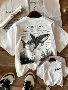 About Whale Shark Print Spring Summer Casual Women's Round Neck T-Shirt - 白色 - 查看 1
