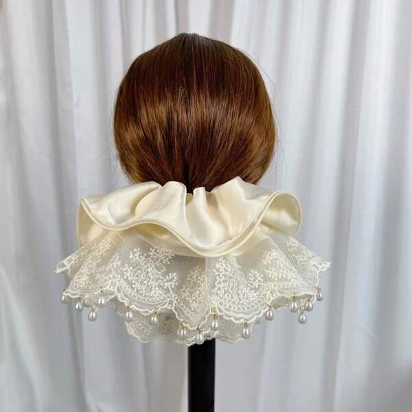Accesorio para el cabello de lazo único de satén y encaje en patchwork, versátil