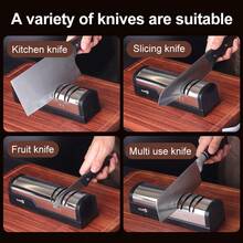 Professional USB Rechargeable Portable Electric Knife Sharpener, Adjustable Angle Sharpener 20 Degree Straight Edge, 1200mAh Lithium Battery Long Lasting, For Kitchen Knife, Slicer, Santoku, Peeler, Ceramic Knife Sharpening And Polishing - Multicolor - View 6