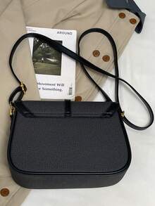 1个女士新款轻便便携高品质小方包，配有可调节肩带，适合购物、通勤、工作、单肩和斜挎。 - 黑色 - 查看 7