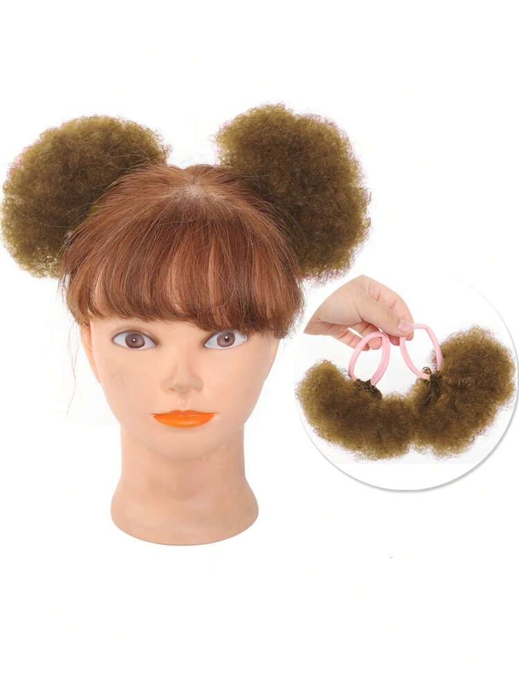 2pcs Kids Fluffy Ponytail Synthetic Wig Elastic Rubber Band Ponytail Extended By 4 Inches Short African Curly Ponytail African (Excluding Accessories) - Multicolor - View 12