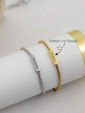 1 pieza Pulsera personalizada con el apellido familiar | Pulsera de acero inoxidable DIY como regalo de cumpleaños para la familia | Pulsera personalizada con varios nombres | Pulsera minimalista hipoalergénica | Pulsera con nombre grabado con láser | Pulsera conmemorativa navideña para la familia | 1 pieza Pulsera personalizada con nombre | Joyería conmemorativa personalizada para la familia | Pulsera ajustable de acero inoxidable con nombre/fecha grabada personalizada | Pulsera con varios nombres personalizada como regalo de Navidad | Regalo de joyería DIY personalizada para Navidad