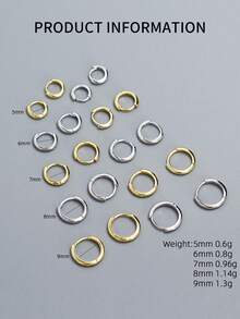 FOREVER QUEEN 1对S925纯银小耳环，轻巧精致，14K白金镀层，迷你耳骨穿孔耳夹，耳环耳钉，男女通用，尺寸5mm/6mm/7mm/8mm/Pmm