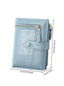 Nueva cartera plegable multifunción de color vino tinto, monedero pequeño con bloqueo RFID anti-robo, tarjetero de cuero PU suave, regalo para mujer, billetera mini, monedero, billetera pequeña, billetera linda, tarjetero, monedero de monedas, regalos, rellenos de calcetines, accesorios - Azul - Ver 4