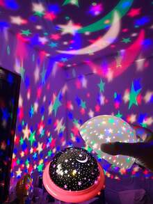 1pc Dreamlike Starry Sky Projection Lamp, Christmas Gift Small Night Light, Holiday Atmosphere Light, LED Romantic Starry Sky Projector, Stars & Moon - Multicolor - View 9