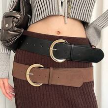 Hot Girl Wide Waist Belt Women's New Retro High-End Fashion Short Skirt Accessory Belt Brown - 常規款 - 查看 3