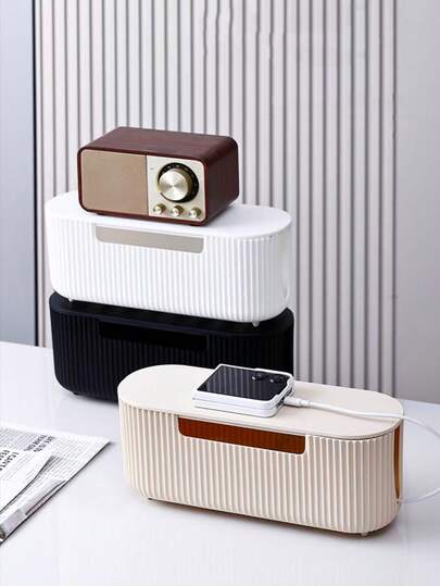 1 pezzo Scatola per la gestione dei cavi, Organizer per ciabatta elettrica, Organizer per cavi da scrivania, Supporto per cavi di ricarica, Scatola di archiviazione multifunzione da scrivania in plastica