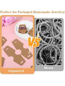 200/100 Blank Folding Necklace Display Cards, Bracelet Display Cards, Sturdy Necklace Hanging Cards, Necklace Kraft Paper Cards, Jewelry Accessory Display Jewelry Hanging Cards, Used For Chain Links, Headbands, Headbands, Collars, Keychains - Multicolor - View 2