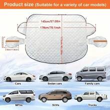 1 件装冬季必备挡风玻璃防雪防霜罩，固定于车窗两侧（57*45 英寸或 61*45 英寸），采用热压铝膜复合材料制成，附赠收纳袋，具备防风、防霜、防雪、防落叶、遮阳等多种功能。汽车外饰配件。 - 銀 - 查看 4