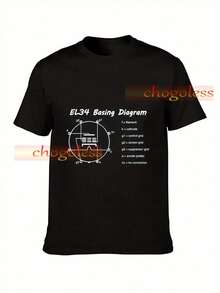 T-shirt épais pour hommes avec impression du schéma de base EL34 - T-shirt casual noir à col rond et manches courtes pour toutes les saisons, coupe régulière, sans ceinture, vêtement pour toutes les saisons, style casual, tissu en coton durable - Noir - Voir 6