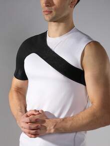 VBOSI 1pc Unisex Breathable Elastic Shoulder Support Rotator Cuff Brace, Adjustable For Left Or Right Arm, Suitable For Gym And Sports - Black - View 5