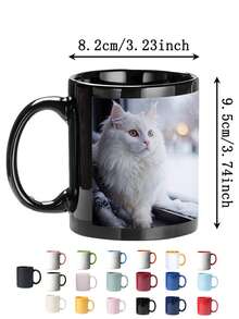 1pc Customizable Ceramic Mug/Cup, Customizable Pattern Coffee Cup, Customizable Double-Sided Or Triple-Sided Photo/Logo - Large Capacity, Thick Cup Body, Multiple Colors Available. Personalized Photo Anniversary Mug. - Multicolor - View 6
