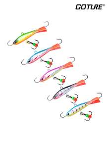 GOTURE 1 pieza Anzuelo de pesca de hielo, cebo equilibrado, cebo de pesca de hielo 3D multicolor, cebo de anzuelo triple, adecuado para pesca de atún, salmón, pez espada, lubina rayada y lubina real - Multicolor - Ver 2