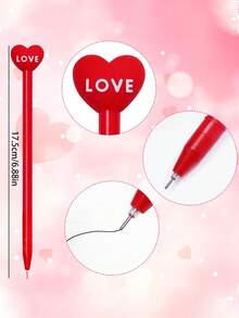 20支心形笔 情人节笔 中性笔 护士笔 可爱趣味笔 散装黑色墨水 适用于护士、女性、学生、教师、教室、办公室、学校用品（红色） - 紅色 - 查看 2