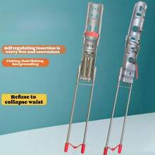 Adjustable Stainless Steel Automatic Fishing Rod Holder - Spring Loaded, Easy Ground Insertion, Foldable Rod Holder With Red Grip Bracket