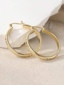 经典复古女士耳环，优雅印花设计，日常、度假和派对的完美配饰 - 金色 - 查看 4