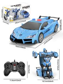1 pieza Coche robot de control remoto a escala 1:18 de 2.4Ghz con luces, recargable, rotación de 360°, transformación con un solo botón, adecuado para niños y niñas de 3+ años, gran regalo para Navidad, Pascua, Halloween, Año Nuevo, cumpleaños de niños, regalos de fiesta (Azul/Rosa) - Multicolor - Ver 8