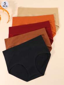 5件/套 女士中腰纯棉透气舒适比基尼内裤