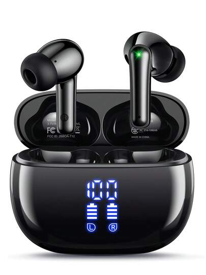 TWS S2 Wireless Noise Cancelling In-Ear Headphones (-36dB), With Charging Case, 40-Hour Playtime, 360° Hi-Fi Stereo, Waterproof Design, Suitable For Android Laptops. Ideal Gift For Android Users, Family, Friends, Kids, Birthday, Spring, Holidays, Easter. Compact And Portable, Wireless In-Ear Mini Headphones With Charging Case, Active Noise Cancellation, Air Black Color.