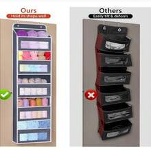 Heavy-Duty 5-Tier Door Organizer With Transparent Shelves - Space-Saving Over Door Storage Rack, Holds 44 Lbs Per Tier, Foldable Closet Organizer For Kids/Teen Rooms, Bedrooms - Easy Assembly Door Mount Shelf, Over The Door Storage Organizer, Clear Visibility Shelves, Durable Polyester, Sturdy Shelf Construction - Xám - Xem 7