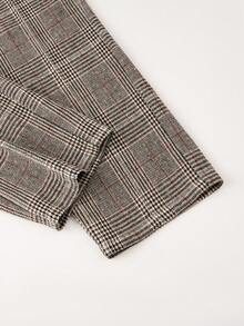 EARO 女士经典格子松紧腰宽松直筒裤，无弹力面料 - 黑色 - 查看 5