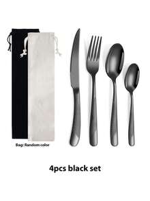 4pcs/24pcs Premium Star-Shaped Diamond Stainless Steel Cutlery Set Includes A Steak Knife,Fork,Spoon,And Dessert Spoon.The Hammered Modern Cutlery Features A Mirror Finish,Is Durable,Luxurious,And Dishwasher ;Ideal For Kitchens,Dining Rooms,Banquets,Parties,Holidays,And Weddings,Available In A Variety Of Colors. - Multicolor - View 10