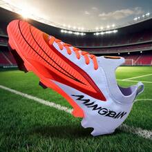 1双成人学生高帮户外足球鞋，专业运动鞋，适合团队比赛，大码防滑AG/FG鞋钉，适用于天然草和软地，皮革足球训练鞋，系带设计，轻便高性能防滑设计，顶级足球鞋 - 紫色 - 查看 3