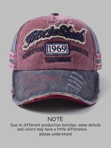 1pc Vintage Style Embroidered Letter Distressed Washed Hole Unisex Baseball Cap