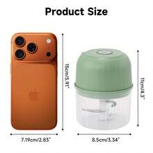 Pequeña picadora-trituradora eléctrica multifuncional de ajo - Tiene también la propiedad de procesador de alimentos pequeño y portátil; puede triturar verduras y ajo. Como procesador de alimentos manual, se puede usar para cortar ajo, cebolla y chile. Su función principal es triturar y picar ajo; gracias a su diseño eléctrico, mejora la eficiencia del procesamiento, y su tamaño compacto facilita su almacenamiento y transporte. - Verde - Ver 10