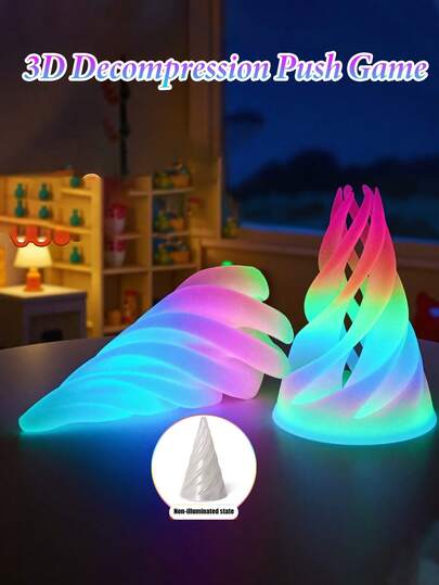 3D打印双面螺旋锥 - 彩色渐变夜光结构，金属纤维结构，减压玩具，感官玩具，减压玩具>随机，女性适用，减压玩具>便宜