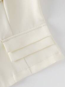 维多利亚风格女士蝴蝶结领长袖文艺复兴衬衫上衣，女士秋季纯色款，前开襟纽扣，假口袋，上衣。情人节。新年。 - 杏色 - 查看 6