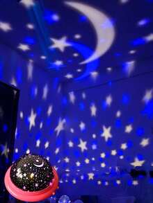 1pc Dreamlike Starry Sky Projection Lamp, Christmas Gift Small Night Light, Holiday Atmosphere Light, LED Romantic Starry Sky Projector, Stars & Moon - Multicolor - View 6