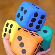 6 piezas de dados de espuma suave de 38 mm - Perfectos para aprender y jugar - Adecuados para cumpleaños, Navidad, Año Nuevo, Ramadán y otros festivales, ideales para fiestas de cumpleaños, juegos de dados de vacaciones en general, juegos de mesa, accesorios divertidos, accesorios de juego, artículos para fiestas. - Multicolor - Ver 5