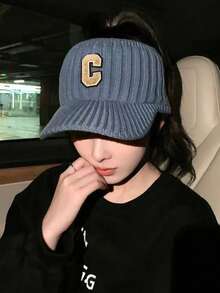 Gorro de punto de invierno para mujer con forro, material acrílico sin estiramiento, gorra de tapa plana, construcción de punto, sombreros boina transpirables para mujer - Diseño plegable para todas las estaciones, artesanía de rayas, inelástico, tema navideño - Multicolor-C - Ver 3