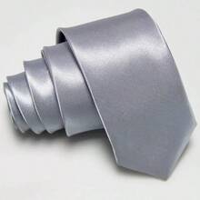 1条2英寸纯色窄领带，手工制作，适合婚礼和商务场合。 - 銀色 - 查看 3