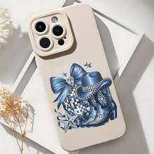 2026 nueva funda de teléfono mate, funda de teléfono con diseño de bota vaquera con lazo azul y estrellas para  17 15 Pro Max  17 14  17 13  Galaxy S23 S22 S21 funda de protección para teléfono, funda de pareja, regalo para novio novia, regalo de vacaciones - Blanco antiguo - Ver 6