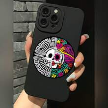 2026 nueva funda de teléfono mate, funda de teléfono diseño floral de calavera de azúcar para iPhone 17 14 13 12 11 Pro Max y funda de teléfono  Galaxy S23 S22 S21 S20 Plus, regalo de funda de teléfono para pareja, regalo de vacaciones para novio y novia - Negro - Ver 1