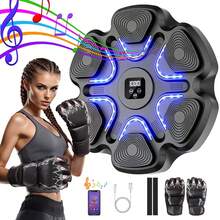 音乐拳击机，带拳击手套的互动拳击训练器，成人壁挂式电子拳击靶，9 种模式和 9 种速度