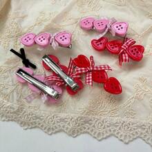 2pcs Heart-Shaped Button Hair Clips, Cute Front Bangs/Side Bangs Hairpins For Women And Girls, Hair Accerssories